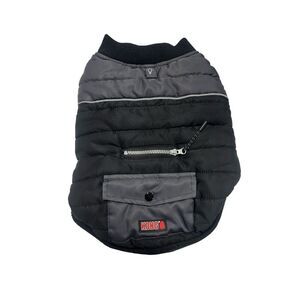 Kong dogs medium black gray puffer vest with zipper pockets treats